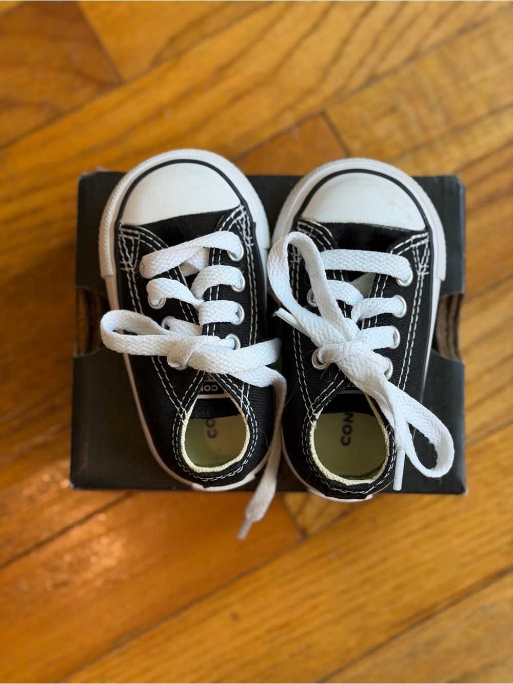 Converse Kids Black Canvas Low-Top Sneakers with White Laces